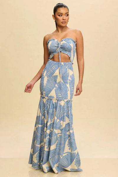 Palm Strapless Maxi Dress