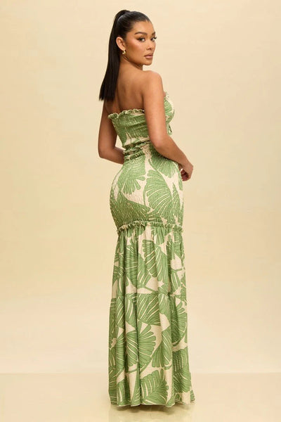 Palm Strapless Maxi Dress