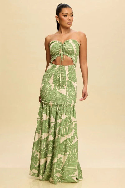 Palm Strapless Maxi Dress